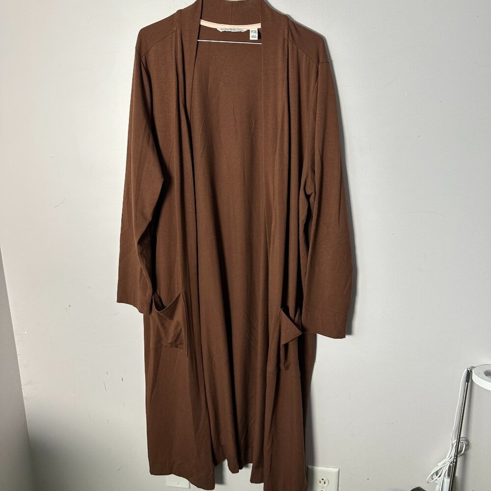 EUC Issac Mizrahi Live Womens Brown Jacket Cloak 1X  KFT
